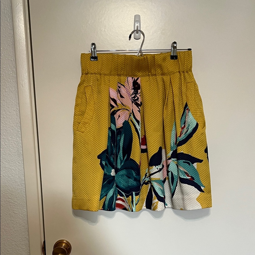 Maeve Anthropologie Yellow Floral Skirt